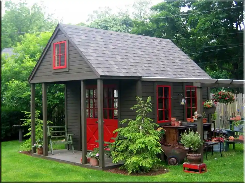 Nhà gỗ nhỏ sân vườn đẹp - mẫu 22