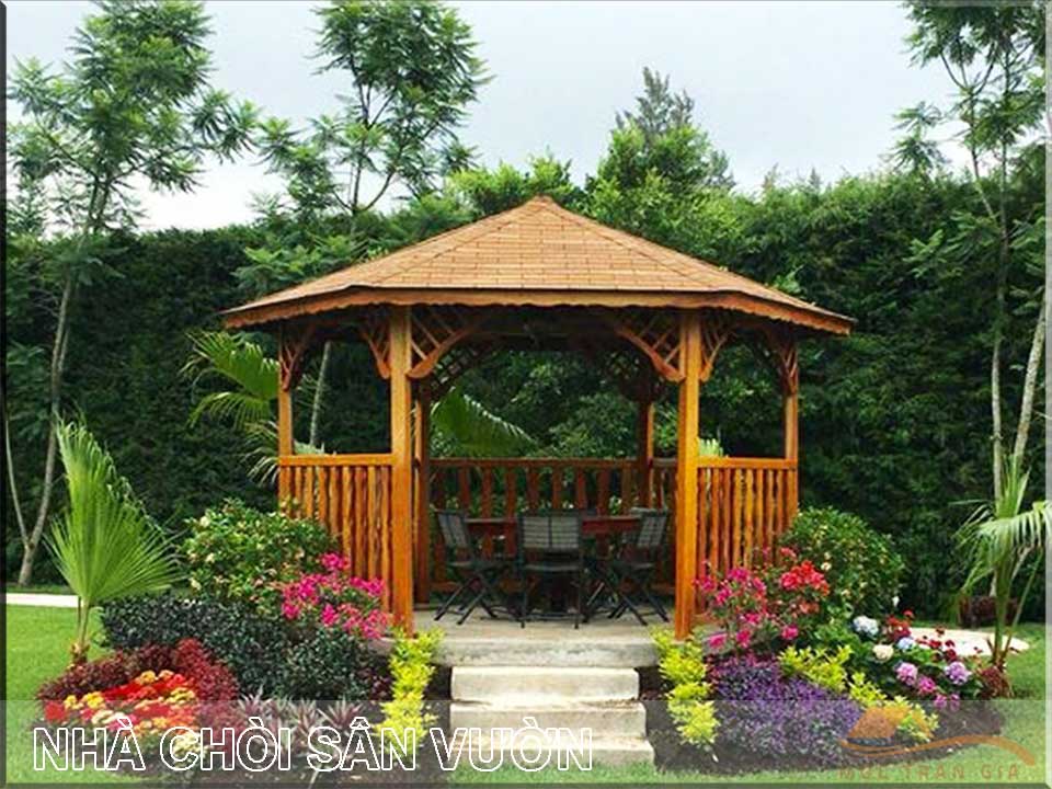 Nhà chòi gỗ lục giác sân vườn