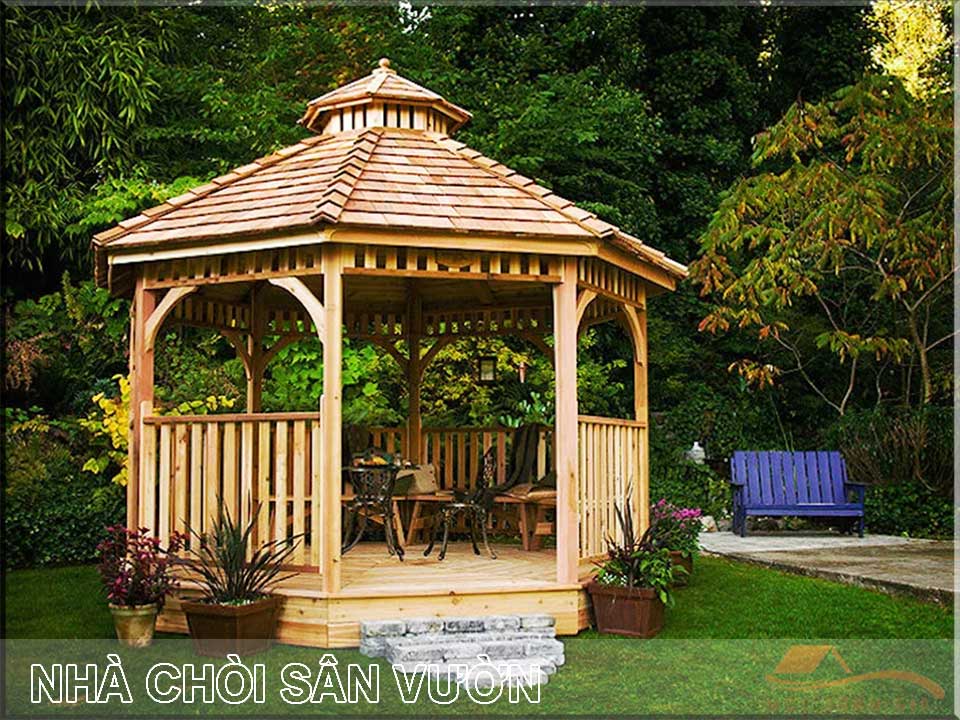 Nhà chòi gỗ lục giác sân vườn
