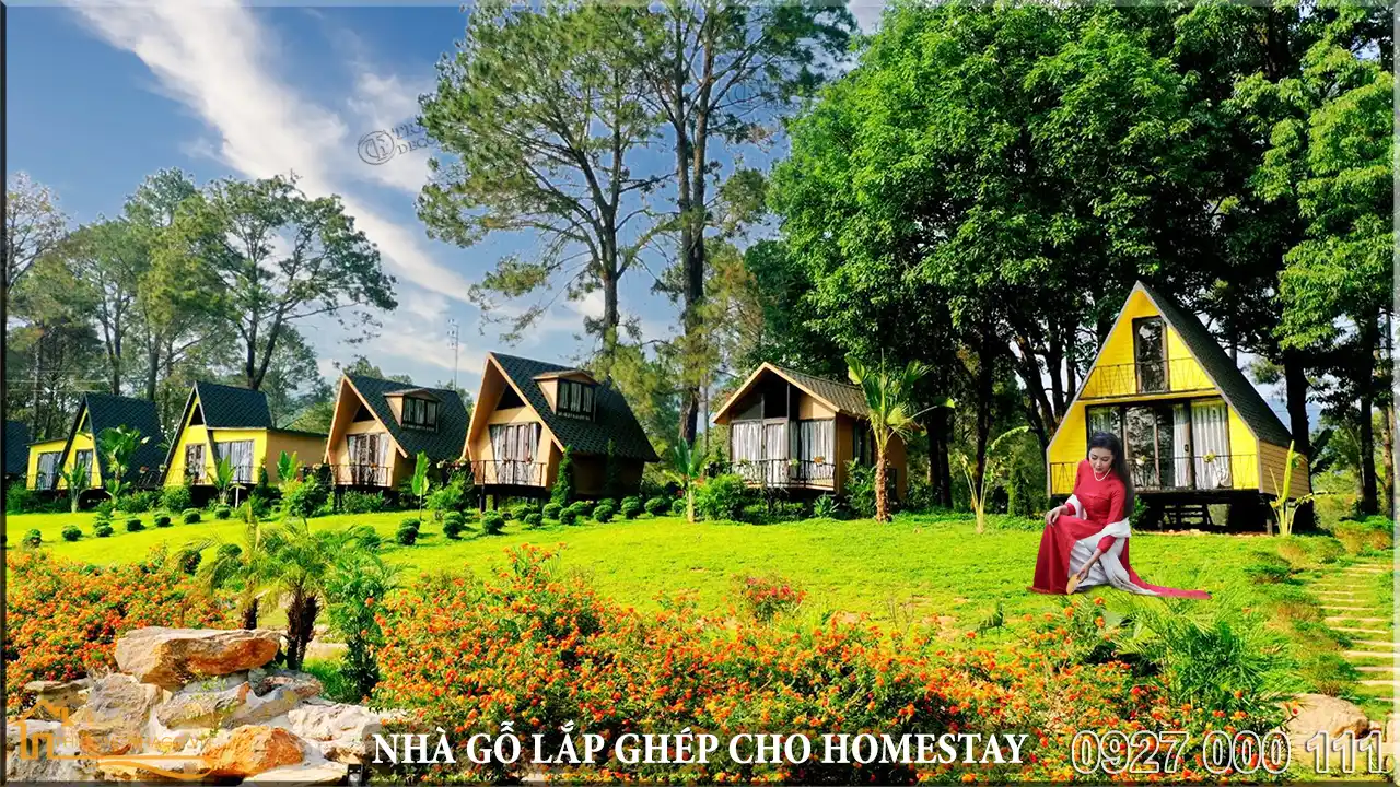 Nhà gỗ lắp ghép cho homestay: Sự lựa chọn hoàn hảo khi xây dựng homestay