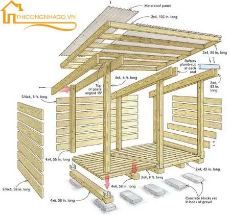 Thiết kế và thi công nhà gỗ lắp ghép đẹp Trần Gia Decor 02